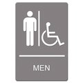 Headline Sign ADA Sign, Men Restroom Wheelchair Access Symbol, Plastic, 6 x 9, Gray 4815